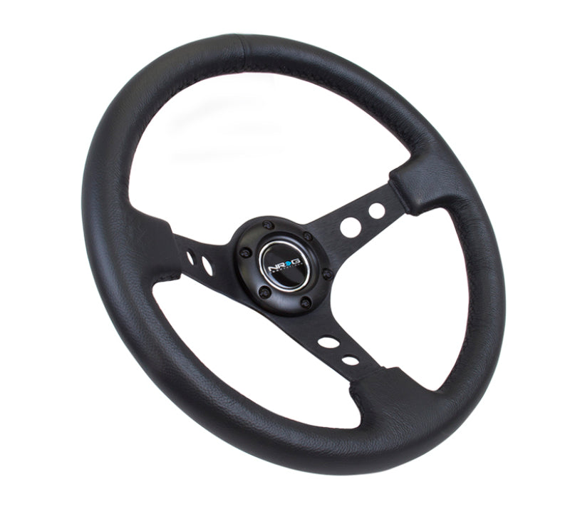 NRG Steering Wheel - 350mm / 3" Deep (Black Leather Grip / Black Spokes)