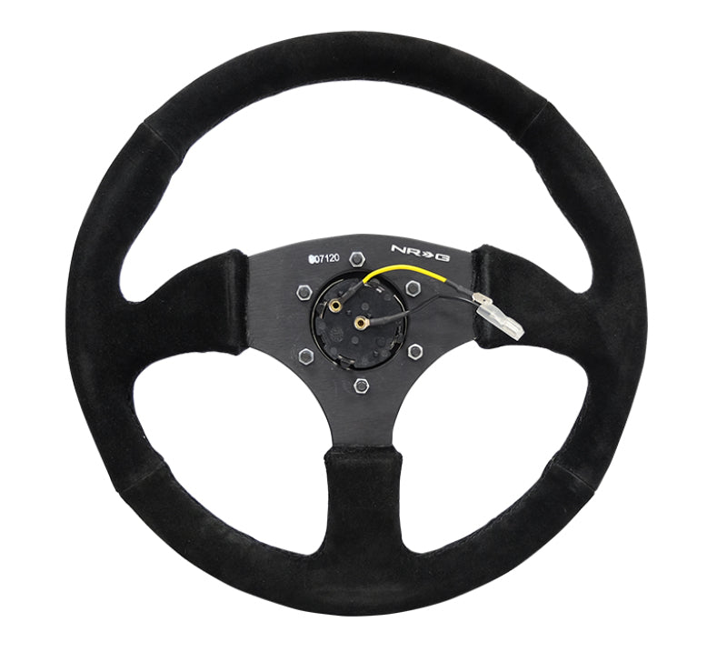 NRG Steering Wheel - 350mm / 2.5" Deep Dish (Black Suede Grip / Matte Black Spokes)