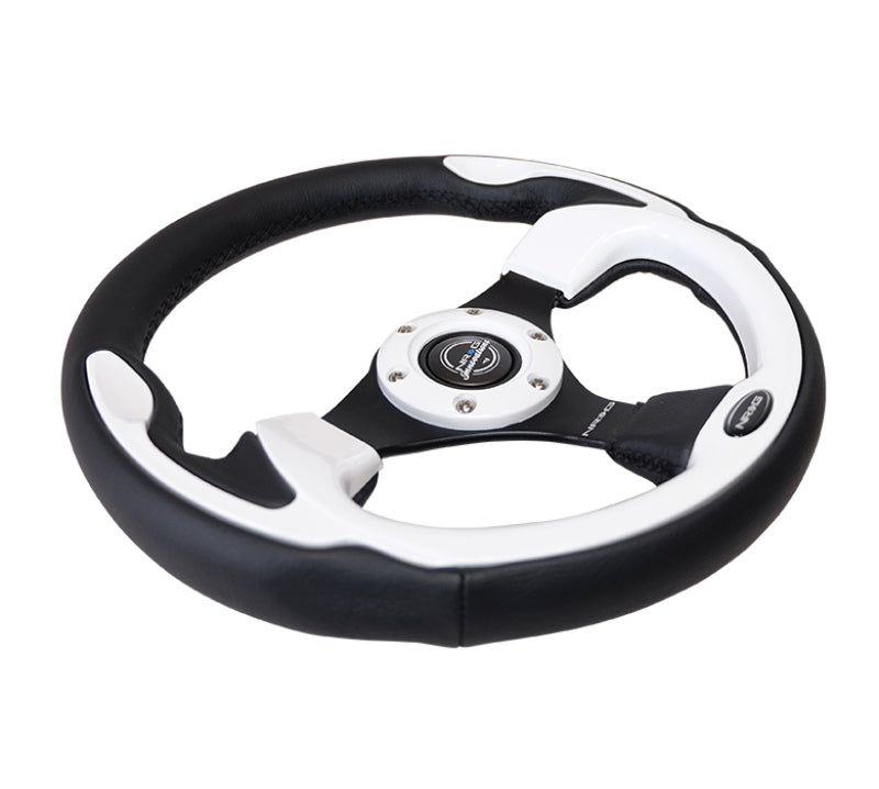 NRG Steering Wheel - 320mm (Black Leather Grip / White Trim)