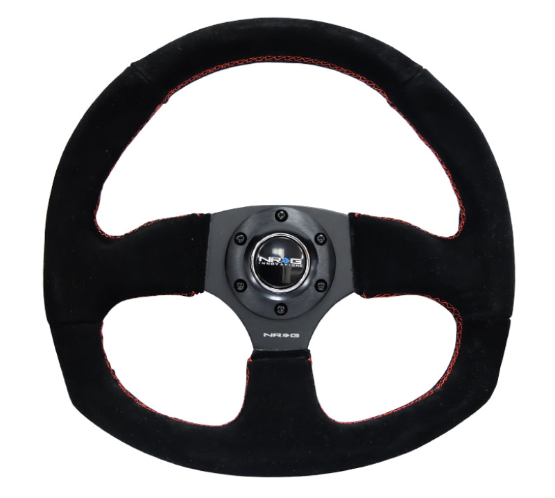 NRG Steering Wheel - 320mm (Black Suede Grip / Red Stitching)