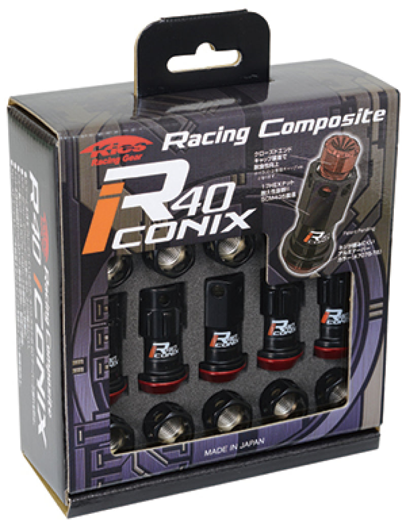 Project Kics R40 Iconix Lug Nuts -14x1.50 Black w/ No Caps (16 Lugs + 4 Lock)