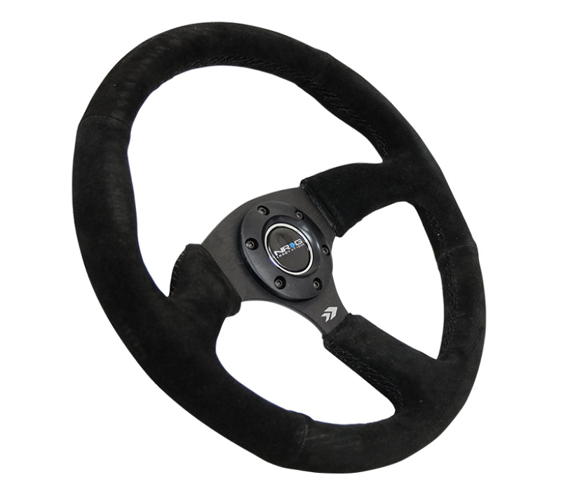 NRG Steering Wheel - 350mm / 2.5" Deep Dish (Black Suede Grip / Matte Black Spokes)