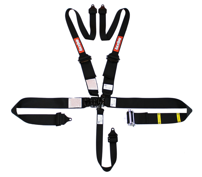 RaceQuip Latch & Link 5pt Ratchet HNR Harness - Black