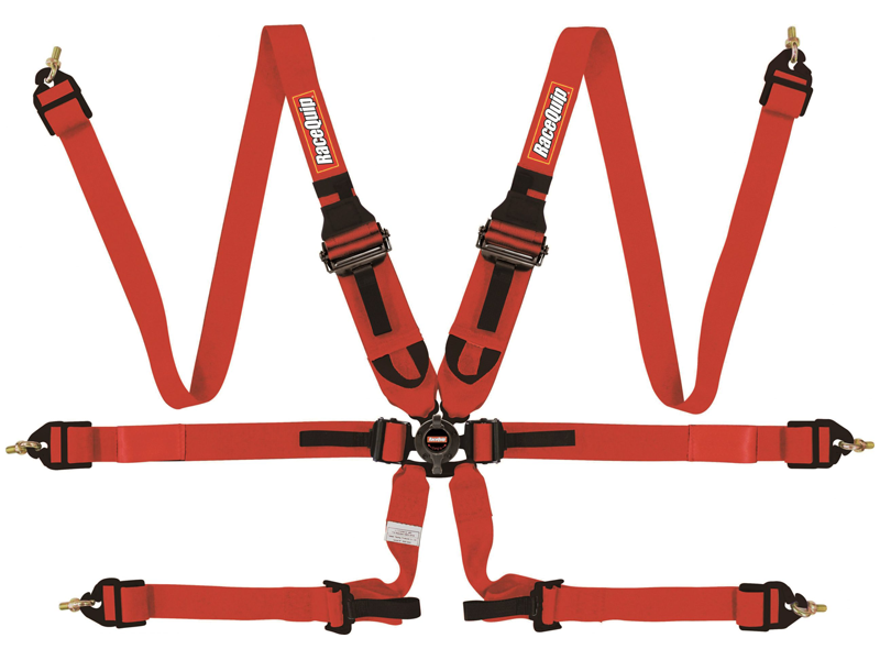 RaceQuip FIA Camlock 6pt 2" Pull-Down Harness - Red