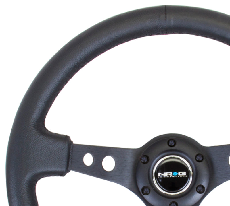 NRG Steering Wheel - 350mm / 3" Deep (Black Leather Grip / Black Spokes)