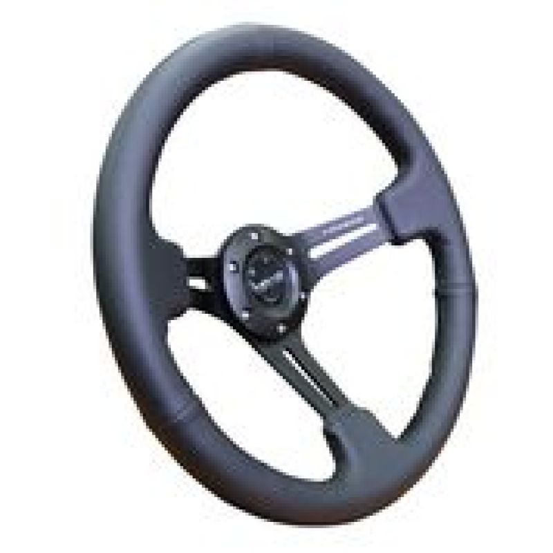 NRG Steering Wheel - 350mm / 3" Deep Dish (Black Leather / Black Stitching)