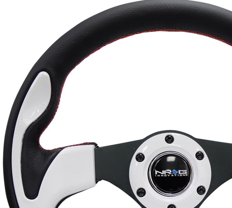 NRG Steering Wheel - 320mm (Black Leather Grip / White Trim)