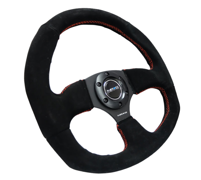 NRG Steering Wheel - 320mm (Black Suede Grip / Red Stitching)