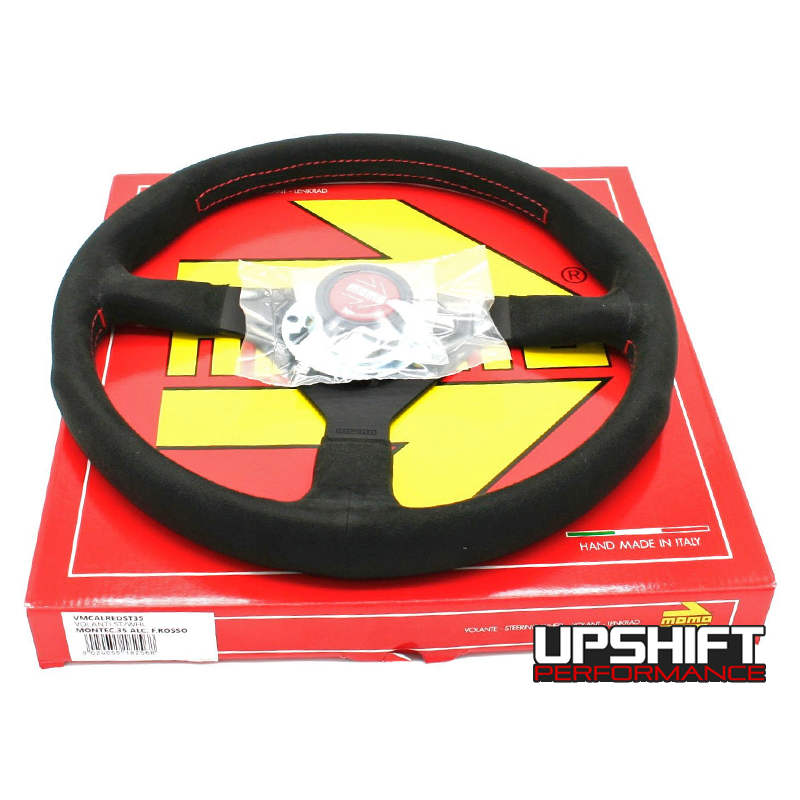 Momo Montecarlo Steering Wheel - 350mm (Black Alcantara / Red Stitching)