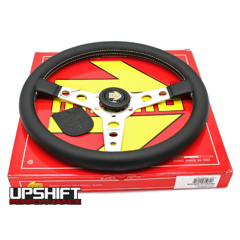 Momo Prototipo Steering Wheel - 350mm (Silver Spokes / White Stitching)