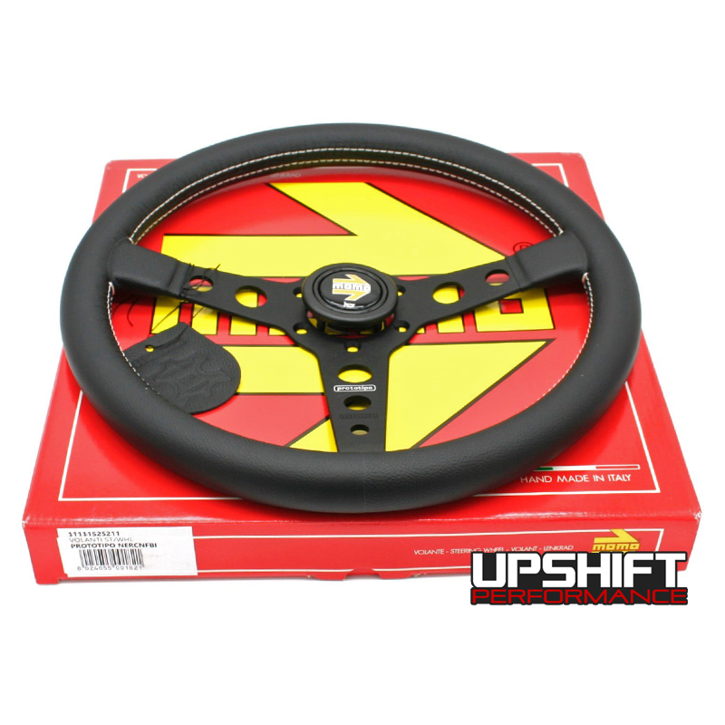 Momo Prototipo Steering Wheel - 350mm (Black Spokes / White Stitching)