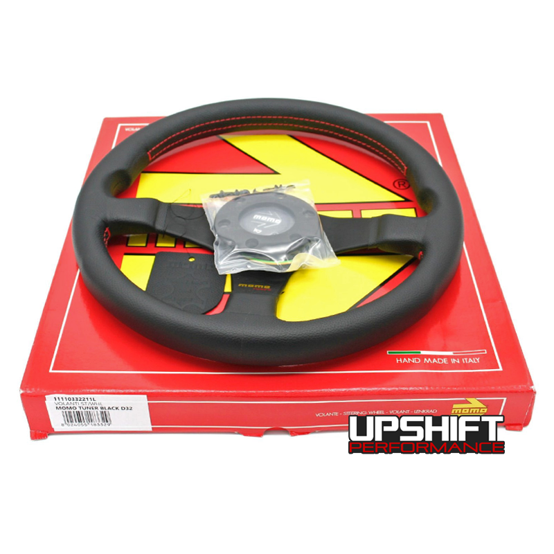 Momo Tuner Steering Wheel - 320mm (Black Spokes / Red Stitching)