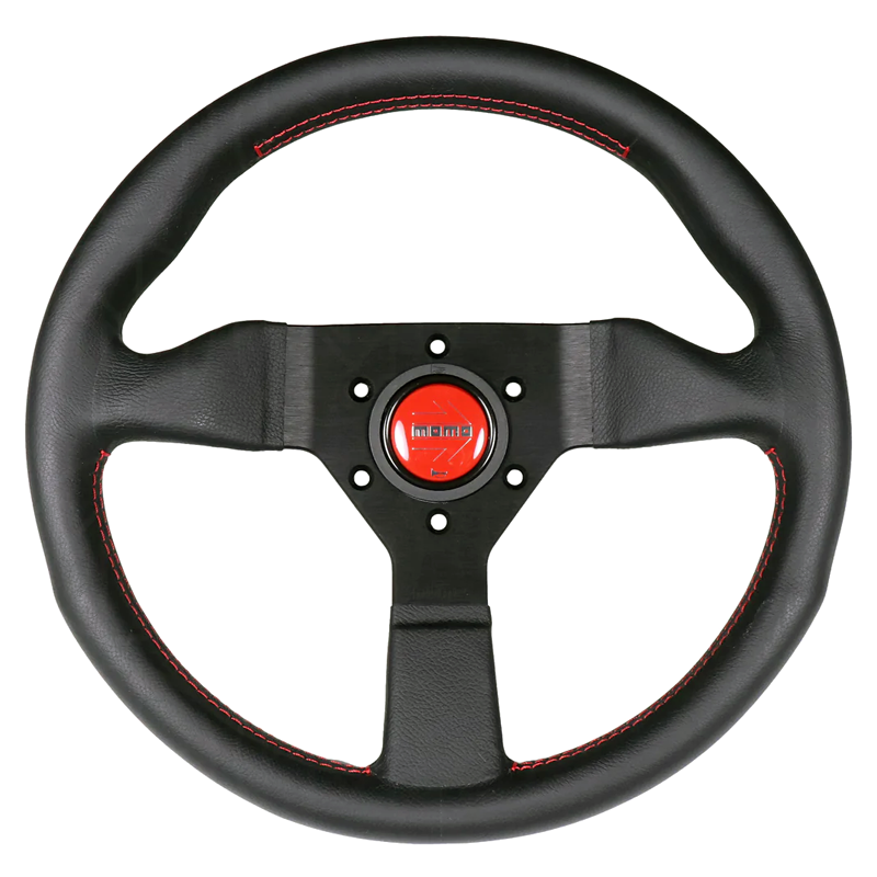 Momo Montecarlo Steering Wheel - 320mm (Black Leather / Red Stitching)