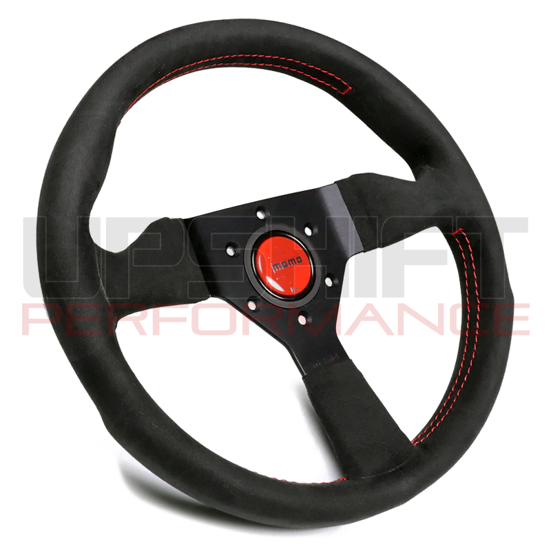 Momo Montecarlo Steering Wheel - 320mm (Black Alcantara / Red Stitching)