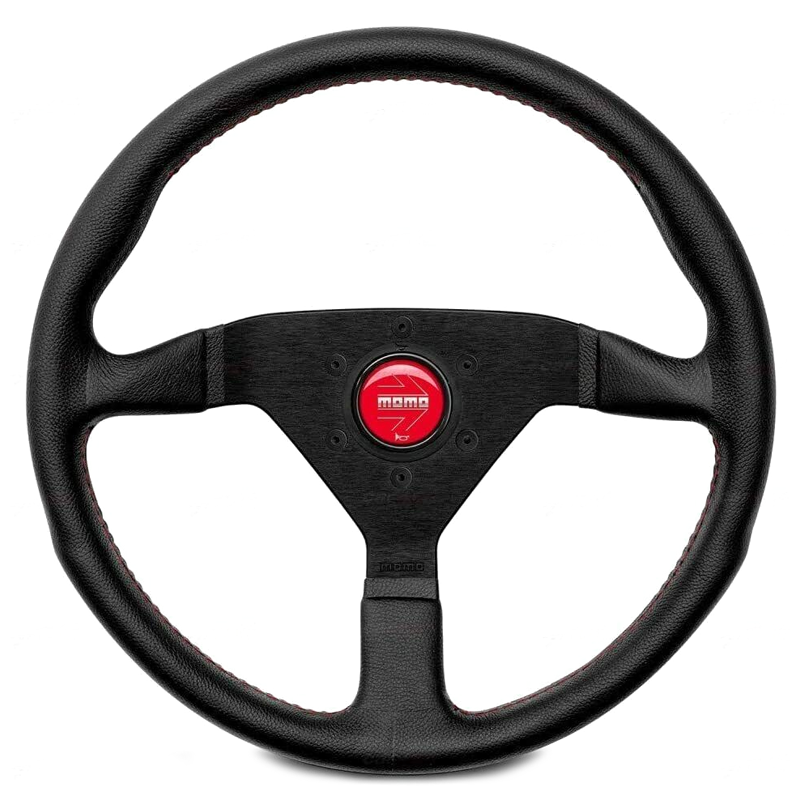 Momo Montecarlo Steering Wheel - 350mm (Black Leather / Red Stitching)