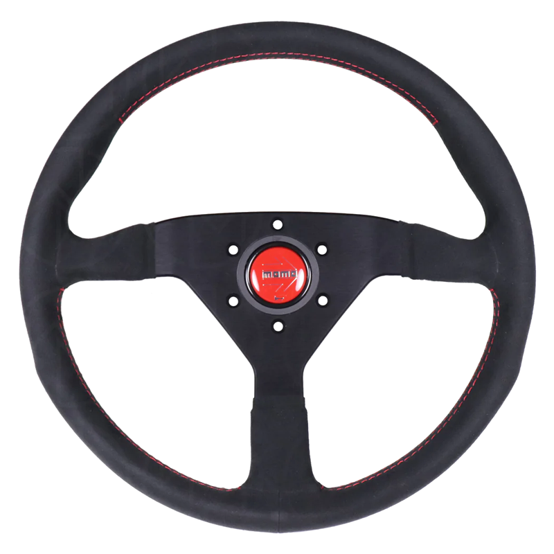 Momo Montecarlo Steering Wheel - 350mm (Black Alcantara / Red Stitching)