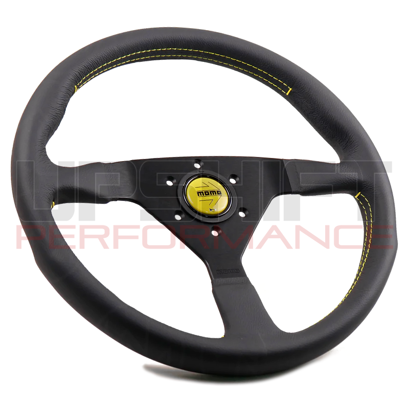 Momo Montecarlo Steering Wheel - 350mm (Black Leather / Yellow Stitching)