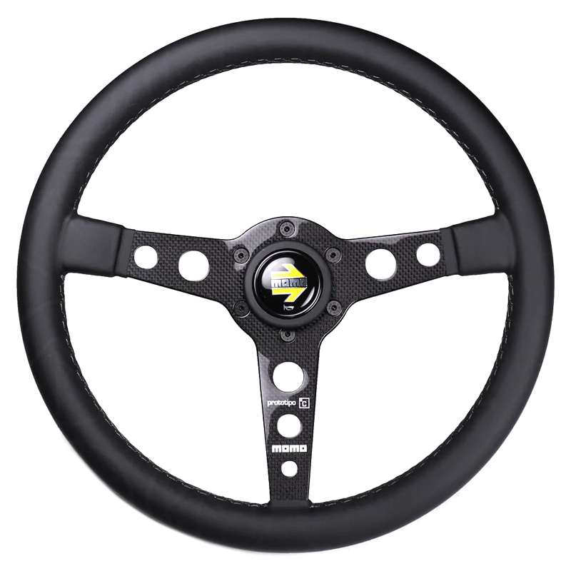 Momo Prototipo 6C Steering Wheel - 350mm (Black Leather / Carbon Spokes)