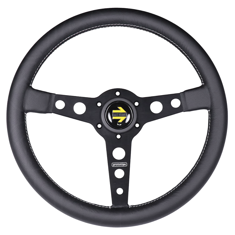 Momo Prototipo Steering Wheel - 350mm (Black Spokes / White Stitching)