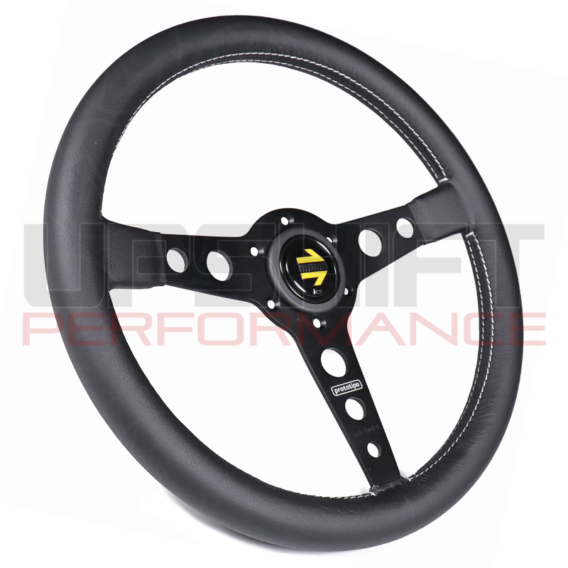 Momo Prototipo Steering Wheel - 350mm (Black Spokes / White Stitching)