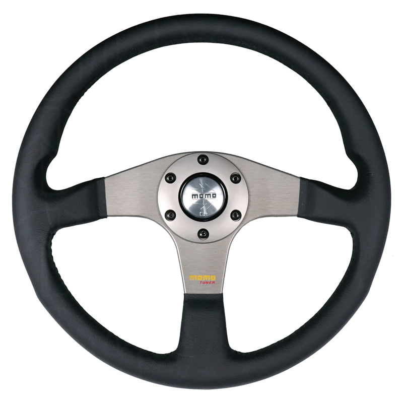 Momo Tuner Steering Wheel - 350mm (Silver Spokes / Black Stitching)