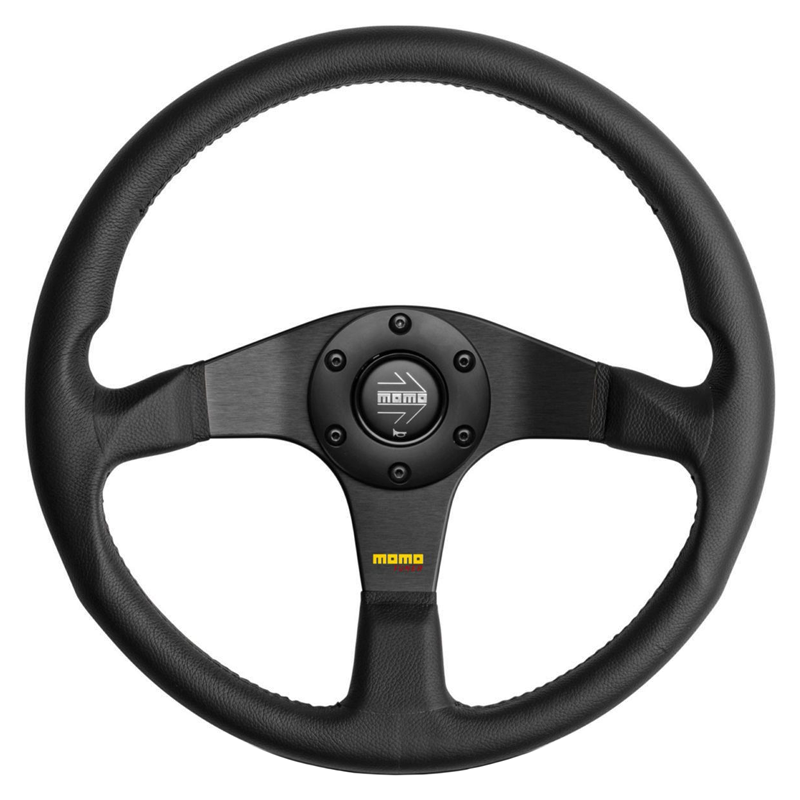 Momo Tuner Steering Wheel - 350mm (Black Spokes / Red Stitching)