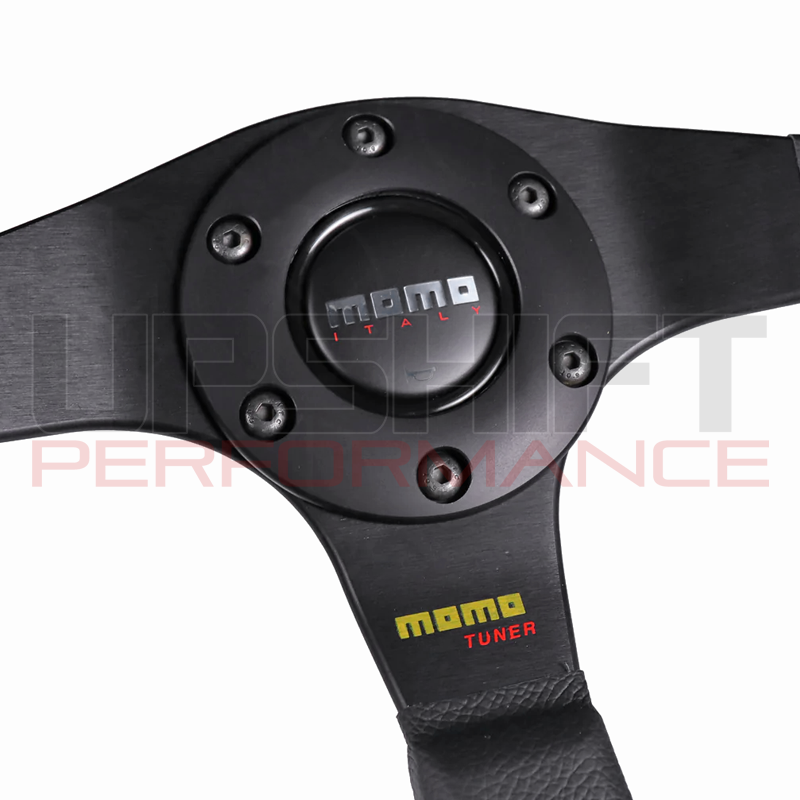 Momo Tuner Steering Wheel - 350mm (Black Spokes / Red Stitching)