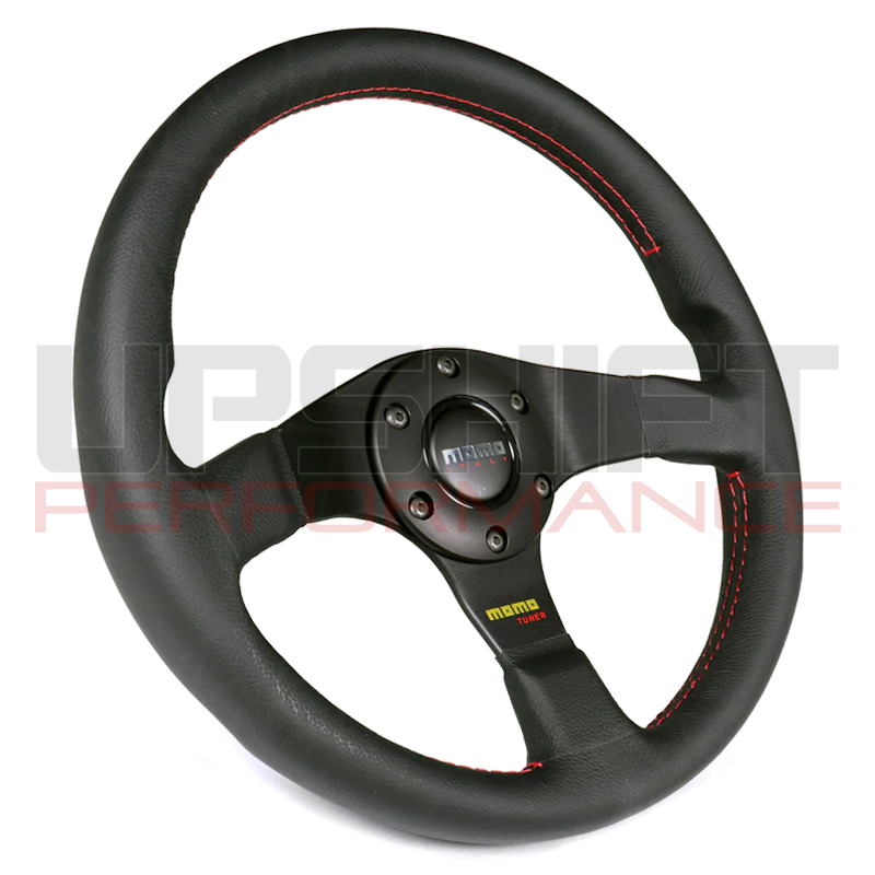 Momo Tuner Steering Wheel - 350mm (Black Spokes / Red Stitching)