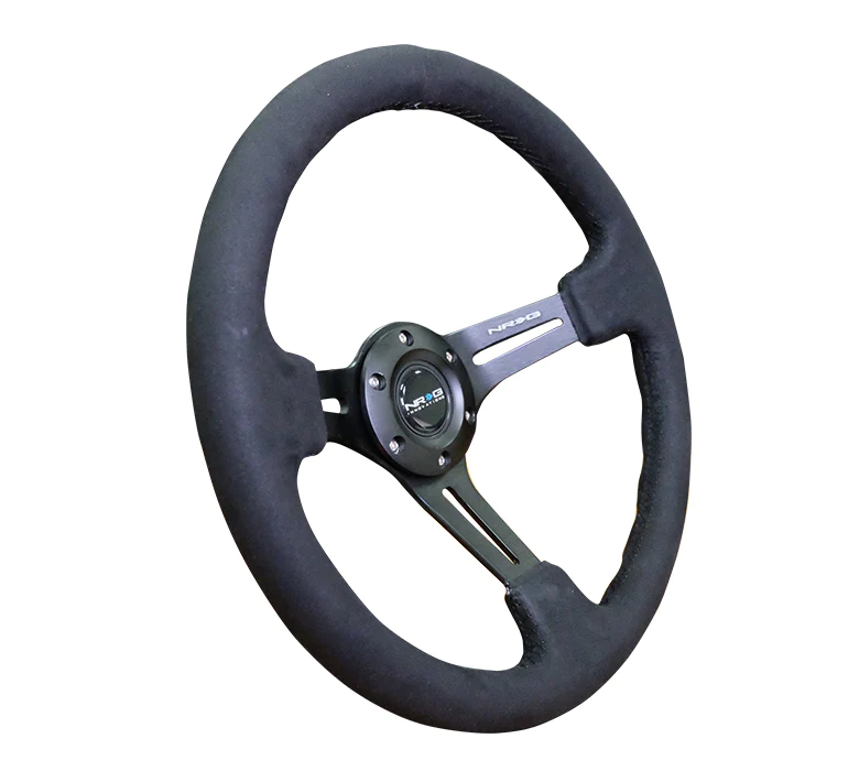 NRG Steering Wheel - 350mm / 3" Deep Dish (Black Alcantara / Black Stitching)