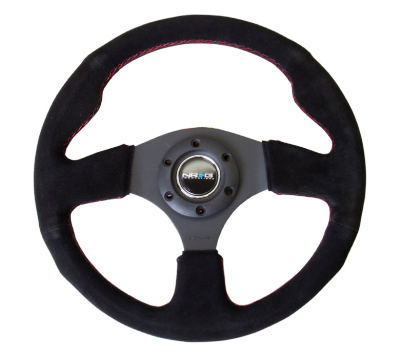 NRG Steering Wheel - 320mm (Black Suede Grip / Red Stitching)