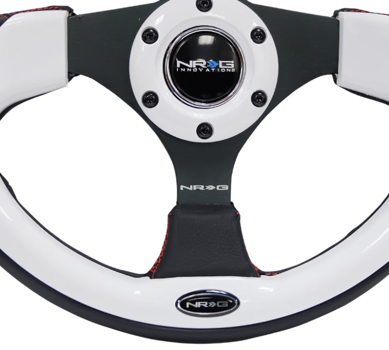 NRG Steering Wheel - 320mm (Black Leather Grip / White Trim)