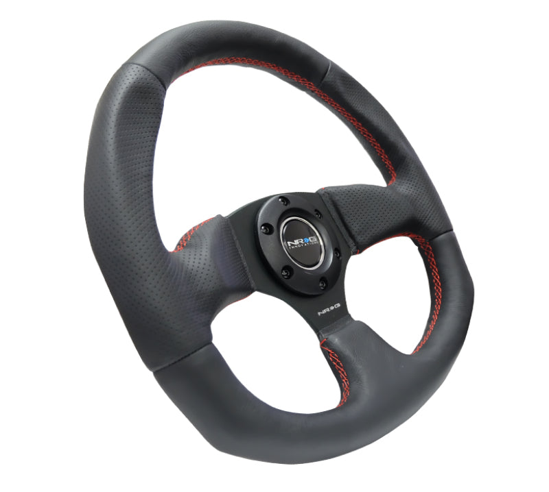 NRG Steering Wheel - 320mm ( Black Leather Grip / Red Stitching)