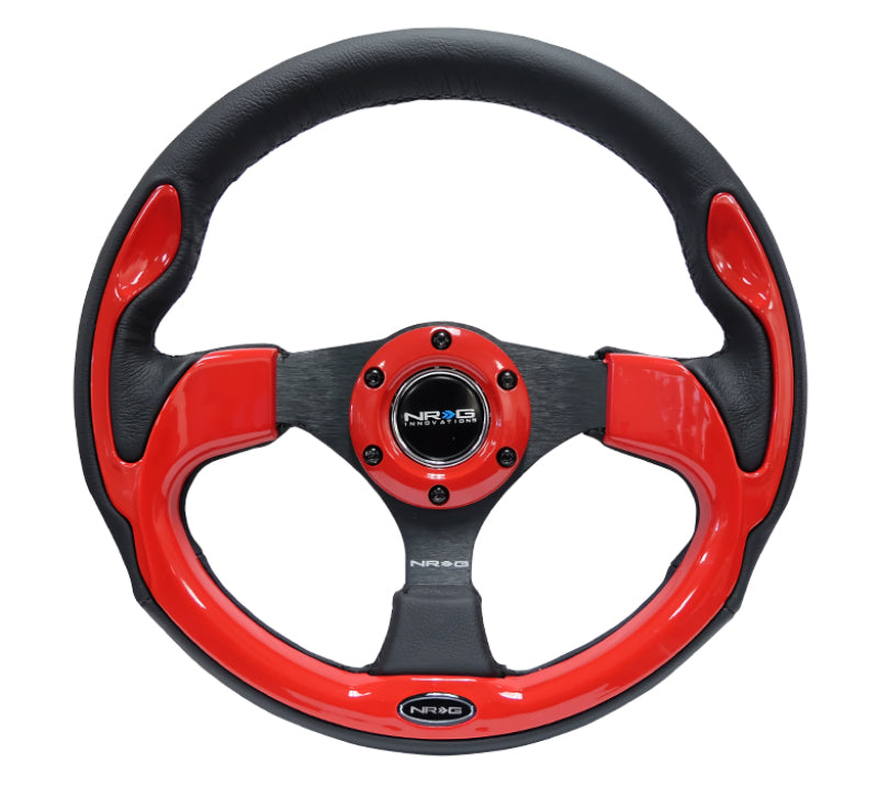 NRG Steering Wheel - 320mm (Black Leather Grip / Red Trim)