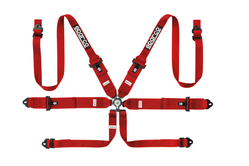 Sparco Harness 6 PNT 3 to 2in HANS STEEL - Red
