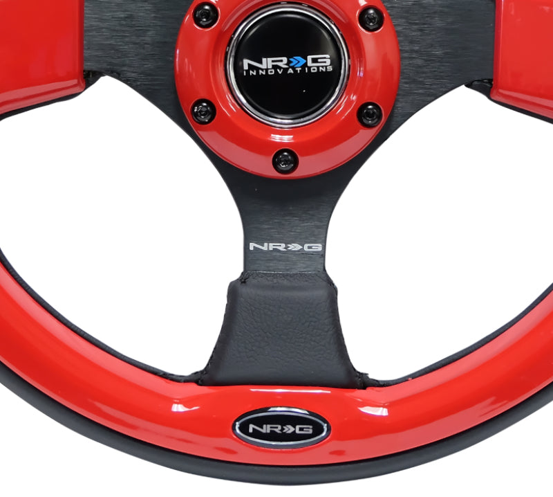 NRG Steering Wheel - 320mm (Black Leather Grip / Red Trim)