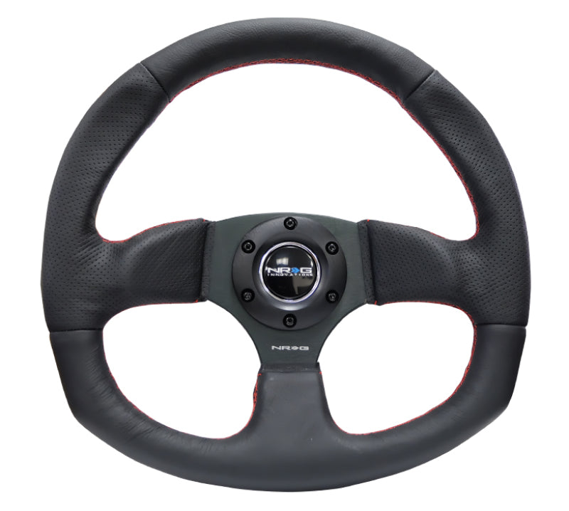 NRG Steering Wheel - 320mm ( Black Leather Grip / Red Stitching)