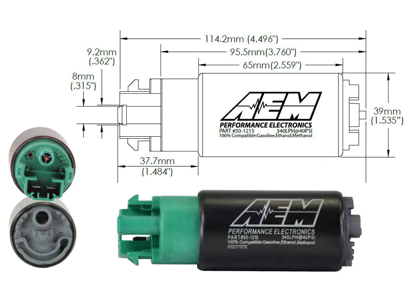 AEM Fuel Pump Kit w/ Mounting Hooks - 340LPH 65mm Ethanol