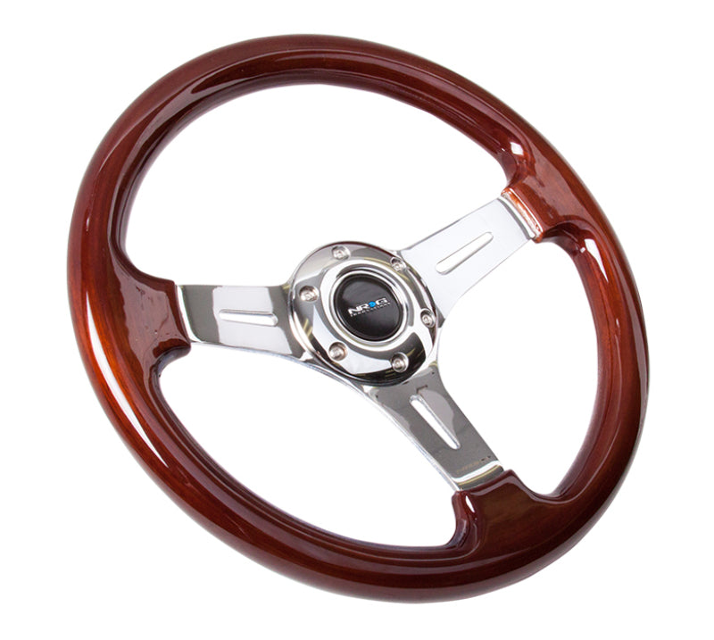 NRG Wood Grain Steering Wheel - 330mm (Wood  Grip / Chrome Spokes)