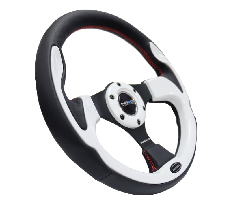 NRG Steering Wheel - 320mm (Black Leather Grip / White Trim)