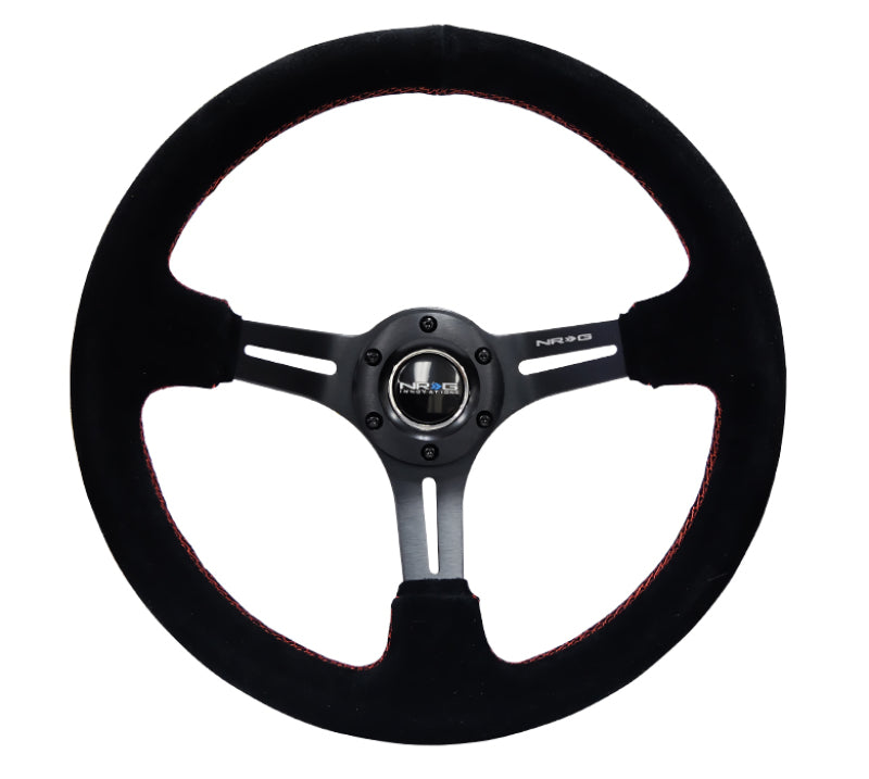 NRG Steering Wheel - 350mm / 3" Deep Dish (Black Suede / Red Stitching)