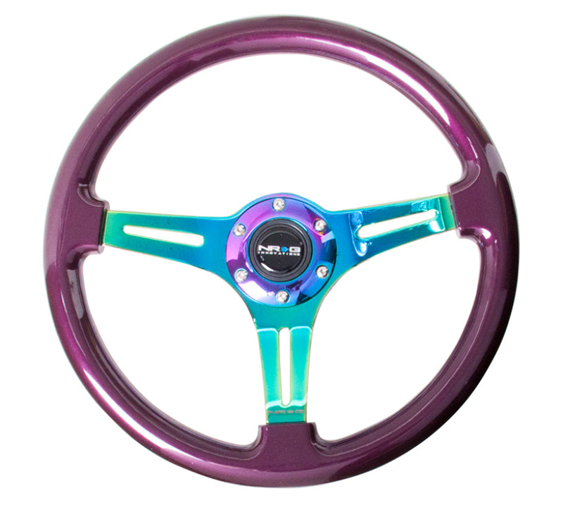 NRG Wood Grain Steering Wheel - 350mm (Purple Pearl Grip / Neochrome Spokes)
