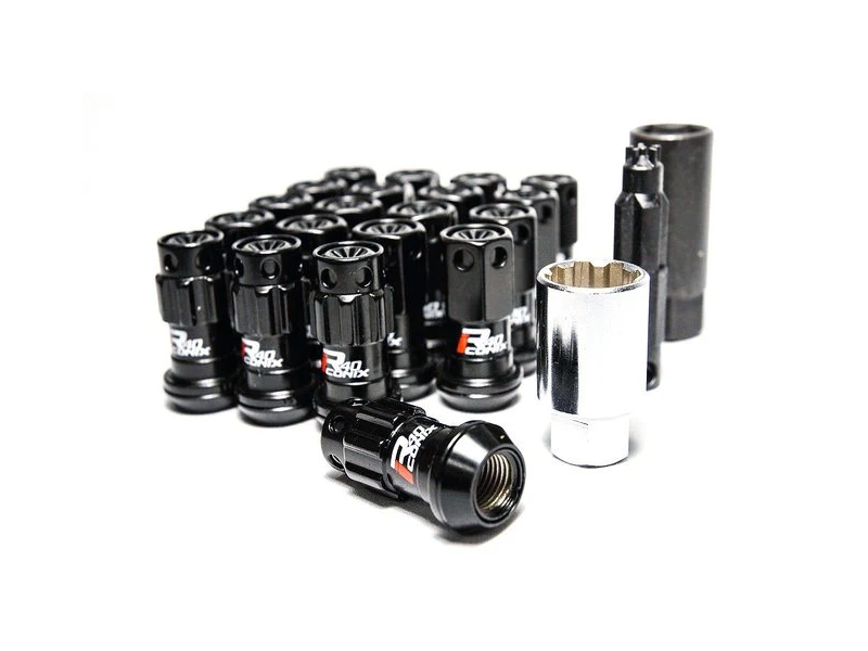 Project Kics R40 Iconix Lug Nuts - 14x1.5 Black w/ Black Caps (16 Lugs + 4 Locks)