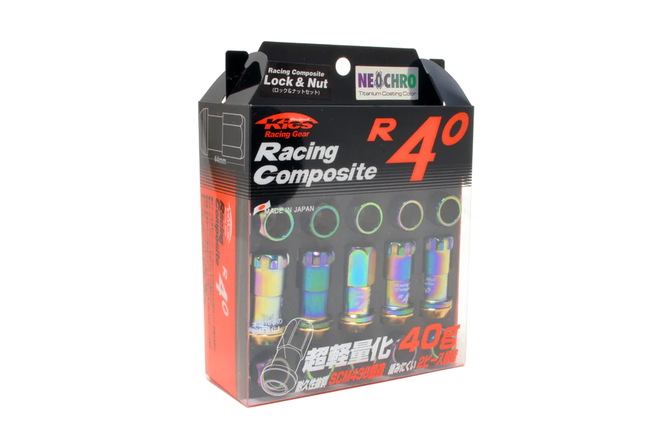 Project Kics R40 Lug Nuts - 12x1.25 Neochrome (16 Lugs + 4 Locks)