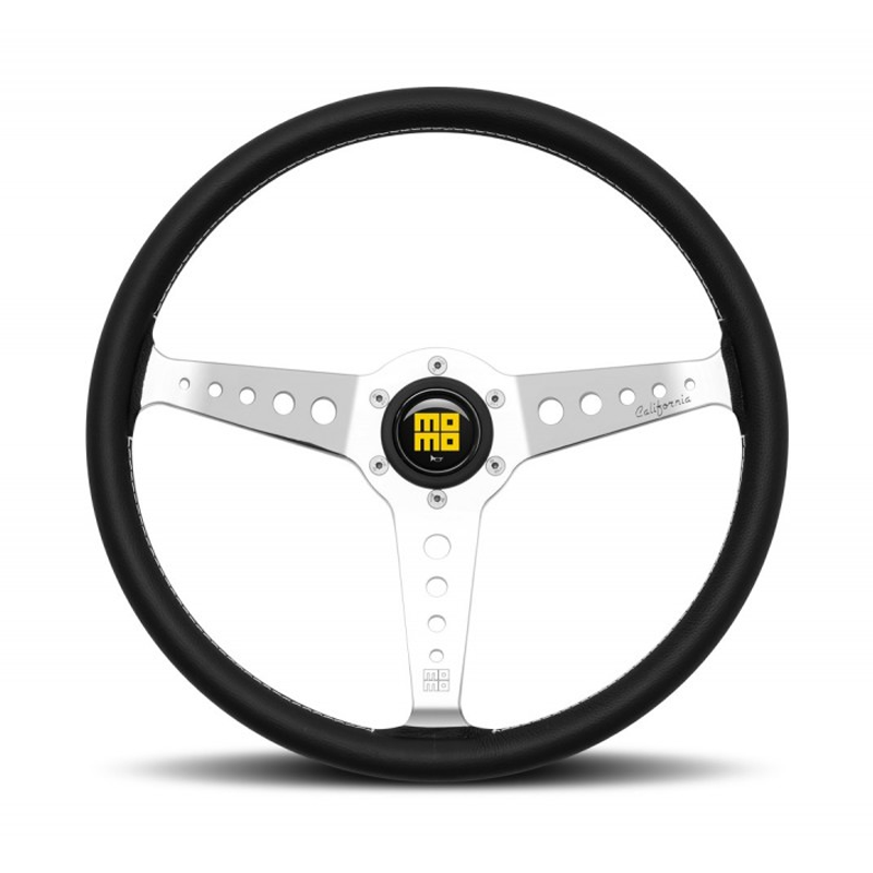 Momo California Steering Wheel - 360mm (Black Leather / Polished Spokes)