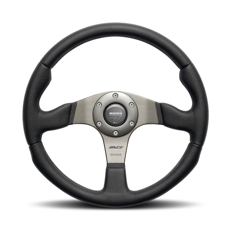 Momo Race Steering Wheel - 350mm (Black Leather / Black Stitching)