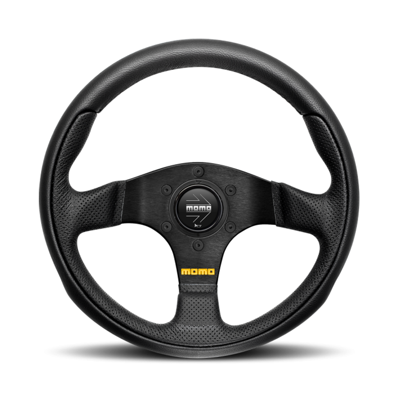 Momo Team Steering Wheel - 300mm (Black Leather / Black Stitching)