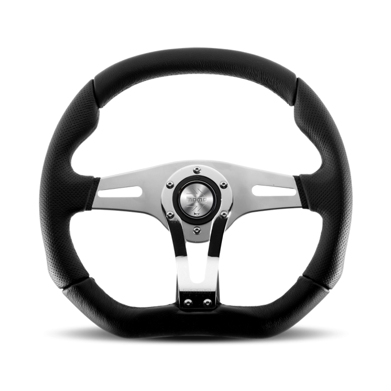 Momo Trek R Steering Wheel - 350mm (Black Perforated Leather / Black Stitching)