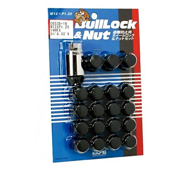 Project Kics Bull Lock And Nut Set - 12x1.25 Black (16 Lugs + 4 Locks)