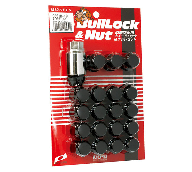 Project Kics Bull Lock And Nut Set - 12X1.50 Black (16 Lugs + 4 Locks)