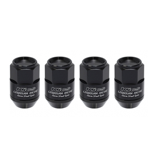 Project Kics 35mm Closed-End Leggdura Racing Shell Type Lug Nuts - 12x1.25 Black (16 Lugs + 4 Locks)